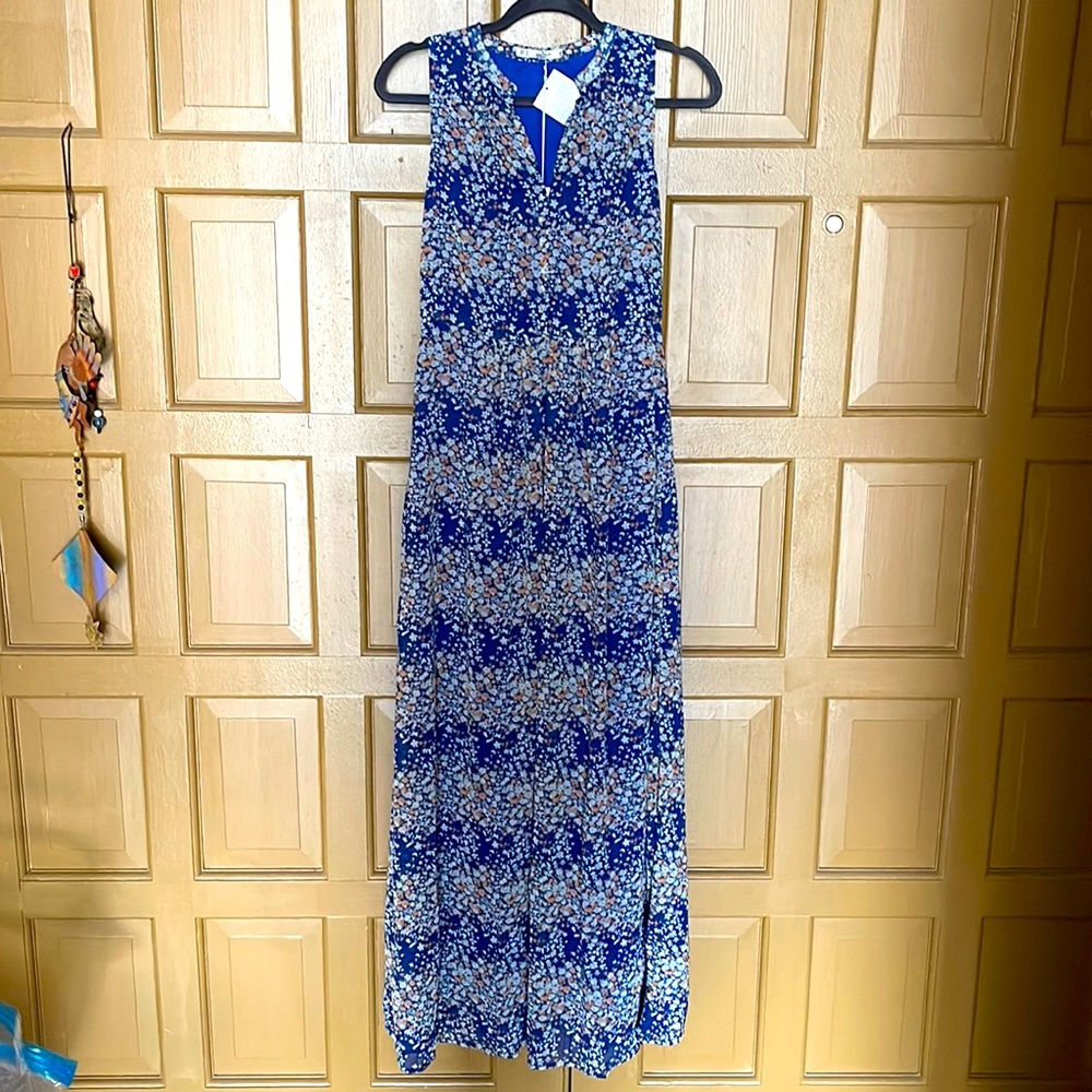 Blue floral long dress, small, BRAND NEW!